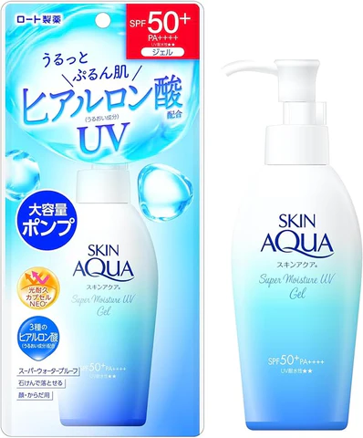 Rohto Skin Aqua UV Super Moisture Gel SPF 50+ PA++++
Renewed formula&nbsp;in Pump version 140g - Available at ww.timeless-uk.com. Visit us for product details and our latest offers!