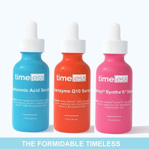 The FORMIDABLE TIMELESS SET: Hyaluronic Acid Vitamin C + Coenzyme Q10 + Matrixyl Synthe'6