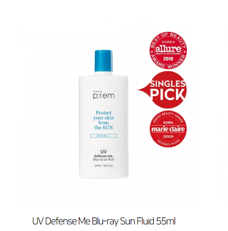 < New Arrival > Make P:rem UV Defense Me. Blue Ray Sun Fluid SPF50+ PA++++ Mini 55ml (Physical UVA&UVB) - Only available on our sister website www.Barefection.com from Jan 2021 onwards